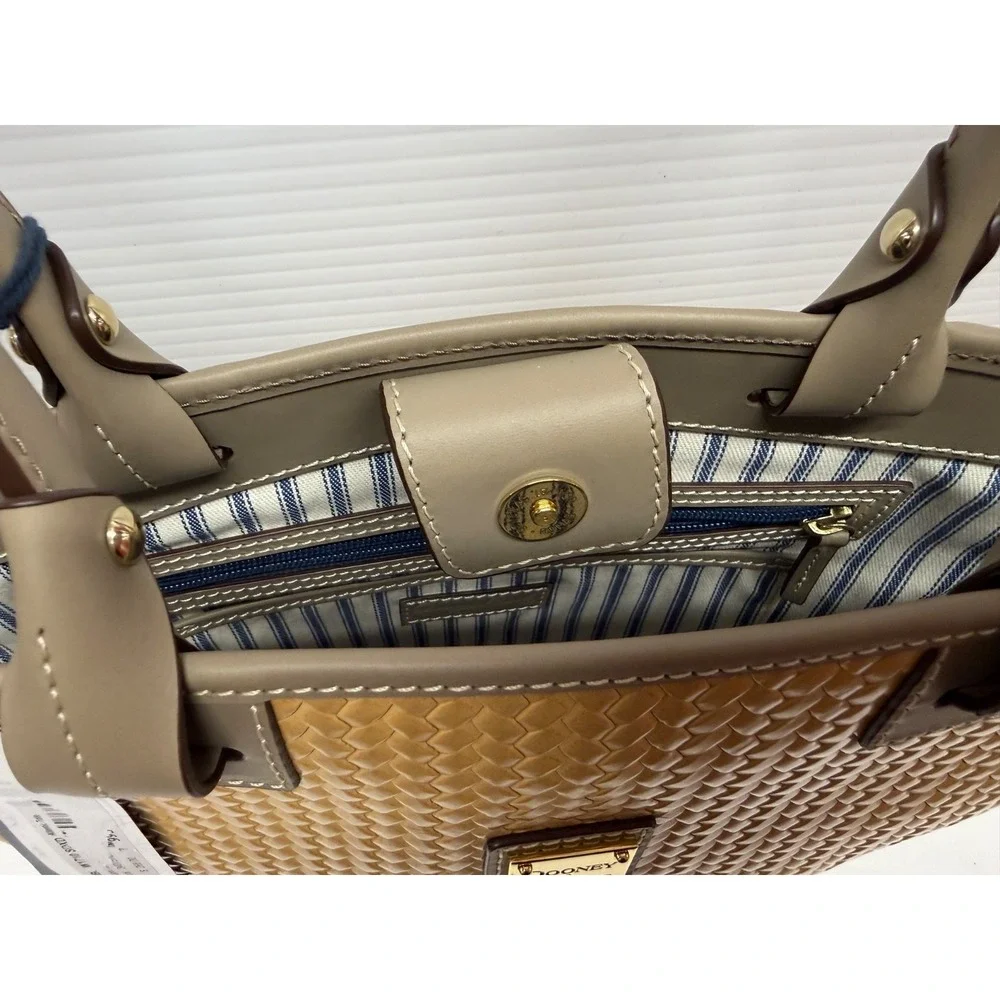 Dooney Bourke Beacon Woven ATLANTIC Tote Tan Taupe Shoulder Bag PURSE NWTS - Picture 9 of 12